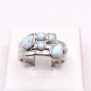Size 9 Larimar 925 Sterling Silver Ring